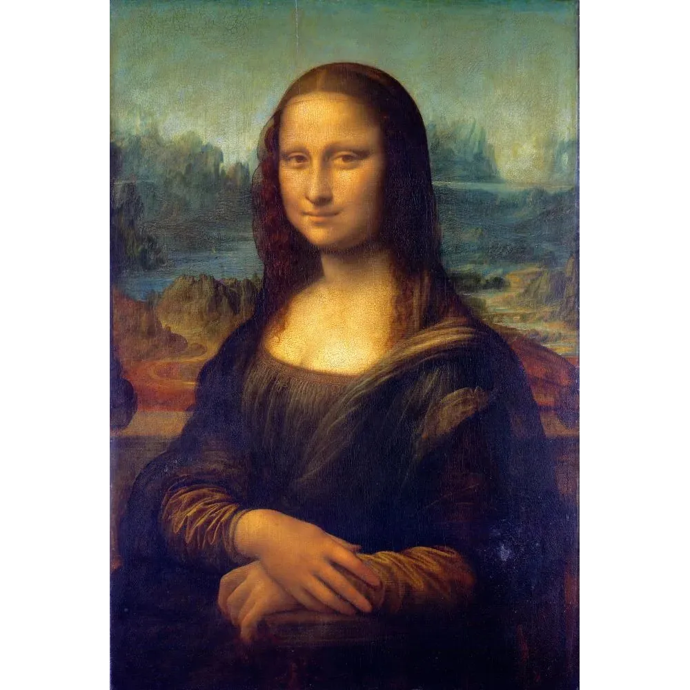 Peinture La Joconde Mona Lisa Léonard de Vinci Renaissance italienne sourire sfumato paysage montagneux Musée du Louvre Paris Peinture La Joconde Mona Lisa Léonard de Vinci Renaissance italienne sourire sfumato paysage montagneux Musée du Louvre Paris