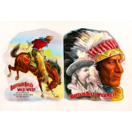 Affiche Buffalo Bill Wild West 1902 Col. Cody cowboy cheval cabré chef amérindien plumes rouges