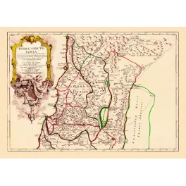 Carte Terrae Sanctae Tabula Guillaume De L'Isle Galilée Syrie tribus Israël cartouche baroque XVIIIe
