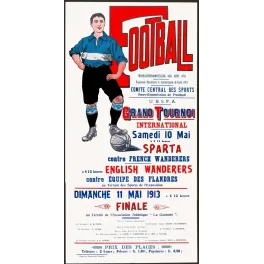 Affiche Grand Tournoi International Football Exposition Gand 1913 U.B.S.F.A. Sparta English Wanderers Flandres