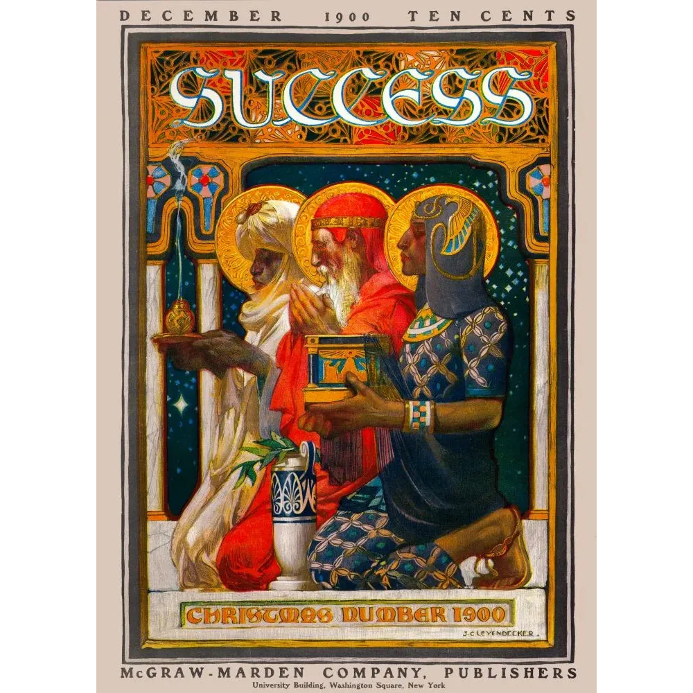 Couverture Success Magazine décembre 1900 J.C. Leyendecker Trois Rois Mages costumes orientaux Art Nouveau New York