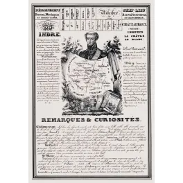 Document statistique département Indre n°35 Châteauroux portrait Général Bertrand carte Berry XIXe siècle