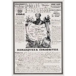 Document statistique département Indre n°35 Châteauroux portrait Général Bertrand carte Berry XIXe siècle
