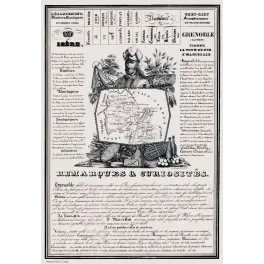 Document statistique département Isère n°37 Grenoble portrait chevalier Bayard carte Dauphiné XIXe siècle