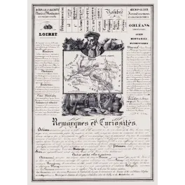 Document statistique département Loiret n°44 Orléans portrait Manuel carte Orléanais Jeanne d'Arc XIXe