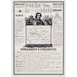 Document statistique Marne n°50 Châlons Champagne Cardinal de Retz Colbert Reims vins mousseux batailles XIXe