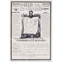 Document statistique Mayenne n°52 Laval portrait Volney philosophe carte Maine toiles industrie textile XIXe