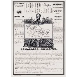 Document statistique Moselle n°56 Metz portrait maréchal Ney cathédrale cristallerie faïence Lorraine frontière XIXe