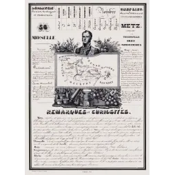 Document statistique Moselle n°56 Metz portrait maréchal Ney cathédrale cristallerie faïence Lorraine frontière XIXe