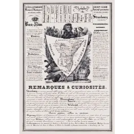 Document statistique Bas-Rhin n°66 Strasbourg Kléber Gutenberg Kellermann carte Alsace bière tabac XIXe
