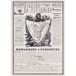 Document statistique Bas-Rhin n°66 Strasbourg Kléber Gutenberg Kellermann carte Alsace bière tabac XIXe