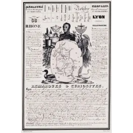 Document statistique Rhône n°68 Lyon maréchal Suchet carte Lyonnais soieries gastronomie Fourvières XIXe