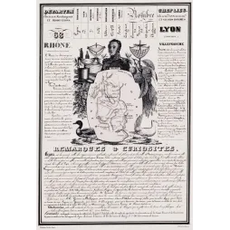 Document statistique Rhône n°68 Lyon maréchal Suchet carte Lyonnais soieries gastronomie Fourvières XIXe