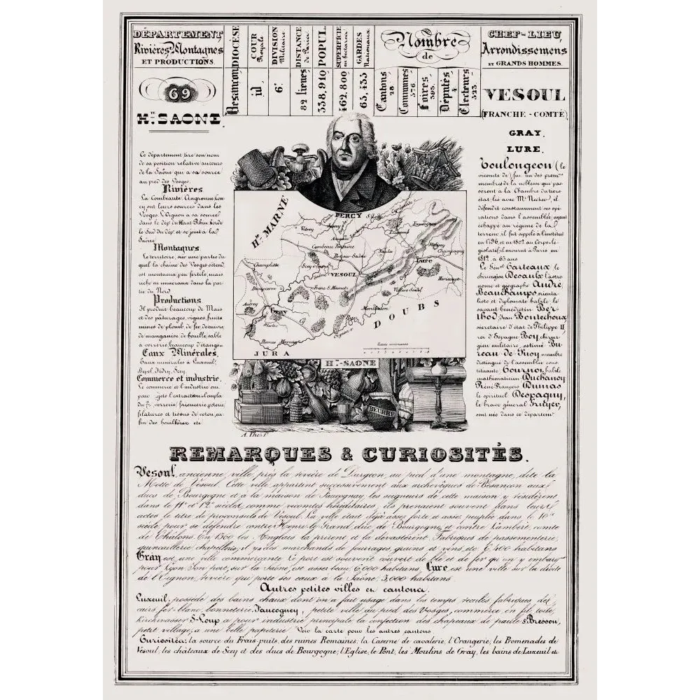 Document statistique Haute-Saône n°69 Vesoul Boulongeon carte Franche-Comté châteaux Bourgogne mines XIXe Document statistique Haute-Saône n°69 Vesoul Boulongeon carte Franche-Comté châteaux Bourgogne mines XIXe
