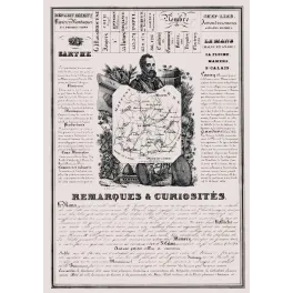 Document statistique Sarthe n°71 Le Mans Lamy carte Maine Anjou toiles fontaines incrustations La Flèche XIXe