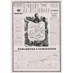 Document statistique Sarthe n°71 Le Mans Lamy carte Maine Anjou toiles fontaines incrustations La Flèche XIXe
