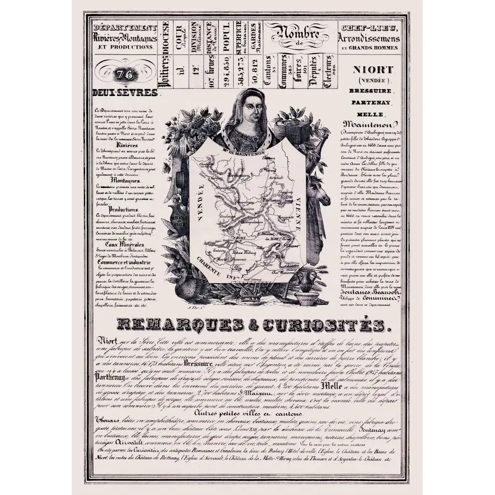 Document statistique Deux-Sèvres n°76 Niort Maintenon carte Poitou ganterie cuirs distillerie Bressuire XIXe Document statistique Deux-Sèvres n°76 Niort Maintenon carte Poitou ganterie cuirs distillerie Bressuire XIXe