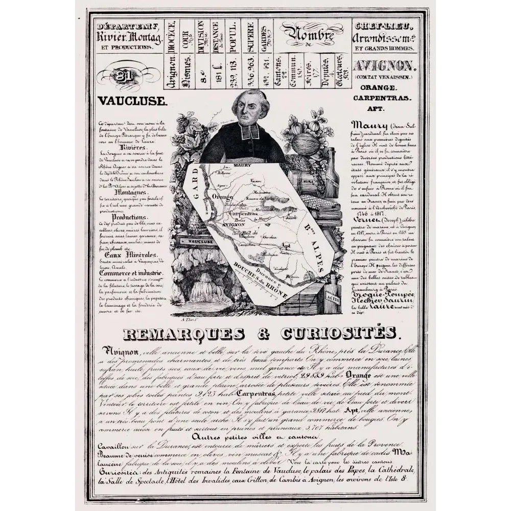 Document statistique Vaucluse n°81 Avignon cardinal Maury carte palais Papes fontaine Vaucluse Vernet XIXe Document statistique Vaucluse n°81 Avignon cardinal Maury carte palais Papes fontaine Vaucluse Vernet XIXe