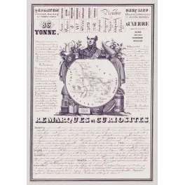 Document statistique Yonne n°86 Auxerre maréchal Davout carte Bourgogne vins Chablis Sens Tonnerre XIXe