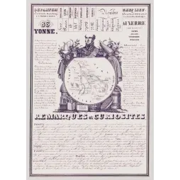 Document statistique Yonne n°86 Auxerre maréchal Davout carte Bourgogne vins Chablis Sens Tonnerre XIXe