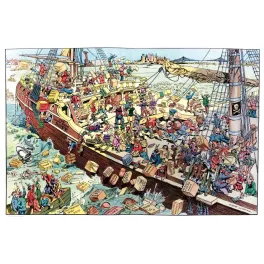 Caricature satirique Albert Levering Good Ship Dope aliments frelatés port New York 1906 Pure Food Act