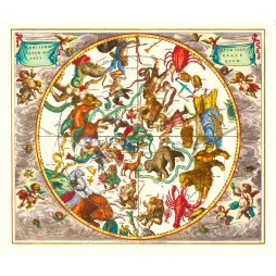 Carte céleste hémisphère boréal Valk Schenk Amsterdam constellations figurées zodiaque putti baroque XVIIe