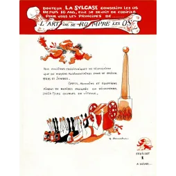 Publicité médicale humoristique La Sylcase art se rompre os Roucher préhistoriques course chars antique