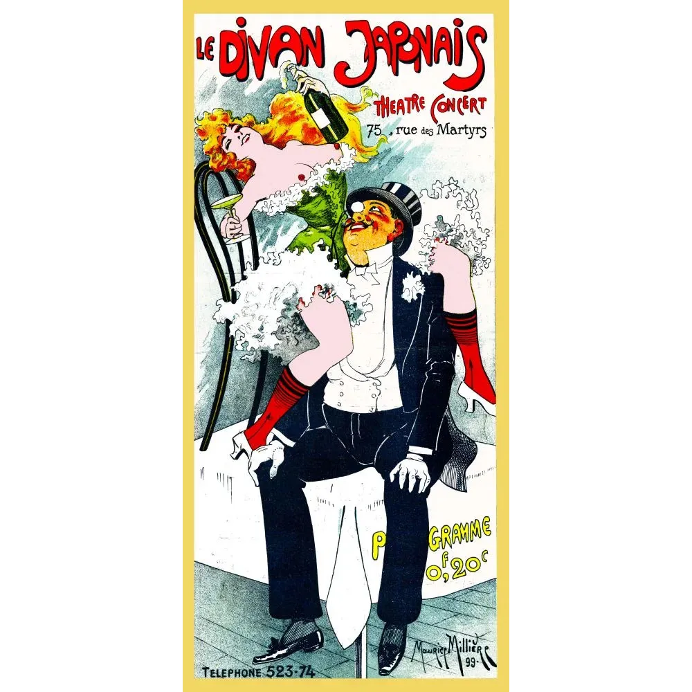 Programme Théâtre Concert Divan Japonais Paris 1899 Maurice Millière dandy danseuse rousse Art Nouveau Montmartre Programme Théâtre Concert Divan Japonais Paris 1899 Maurice Millière dandy danseuse rousse Art Nouveau Montmartre