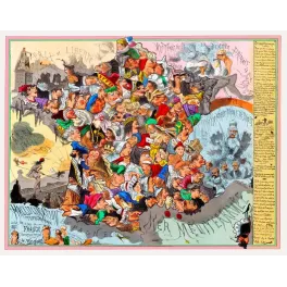 Carte caricaturale France juillet 1871 A. Belloguet portraits satiriques politiques Commune guerre franco-prussienne