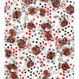 Trompe-l'œil cartes à jouer françaises B.P. Grimaud éparpillées rois David Hector dames Rachel Pallas valets Lancelot XIXe