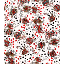 Trompe-l'œil cartes à jouer françaises B.P. Grimaud éparpillées rois David Hector dames Rachel Pallas valets Lancelot XIXe