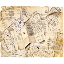 Trompe-l'œil documents allemands épistolaires Carl Ludwig journaux gothiques sceaux aigles prussiens XIXe 1817