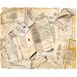 Trompe-l'œil documents allemands épistolaires Carl Ludwig journaux gothiques sceaux aigles prussiens XIXe 1817