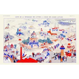 Carte satirique République des Lettres Fernand Fau Vie Parisienne Tour d'Ivoire Fort Goncourt Oubli