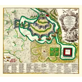 Carte allégorique XVIIIe Amour forteresse bastionnée siège Seutter Augsbourg Palais de l'Amour légendes françaises