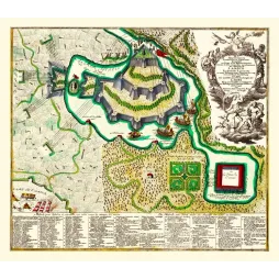 Carte allégorique XVIIIe Amour forteresse bastionnée siège Seutter Augsbourg Palais de l'Amour légendes françaises