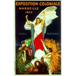 Affiche Exposition Coloniale Marseille 1922 Cappiello allégorie France colonies femmes costumes fond nocturne