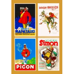 Planche 4 affiches boissons Mapataud Limoges Meeus Anvers Picon Simon Chalon-sur-Saône Art Déco
