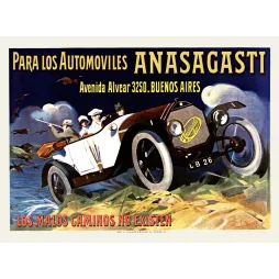 Affiche Automóviles Anasagasti Buenos Aires roadster chasseurs terrain R. Berti Champenois Paris