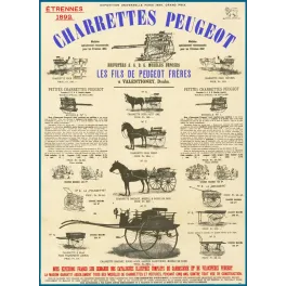 Catalogue illustré Charrettes Peugeot 1892 Fils Peugeot Frères Valentigney modèles prix Exposition Paris 1889