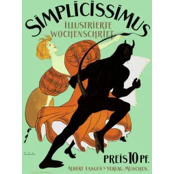 Affiche Simplicissimus Thomas Theodor Heine femme rousse diable noir journal satirique Munich Jugendstil