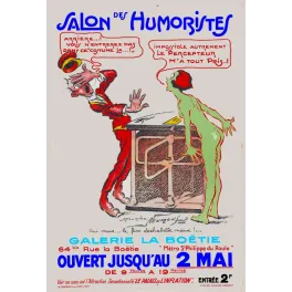 Affiche Salon des Humoristes Maurice Neumont 1926 Galerie La Boëtie Paris satire fiscale nudité