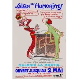 Affiche Salon des Humoristes Maurice Neumont 1926 Galerie La Boëtie Paris satire fiscale nudité