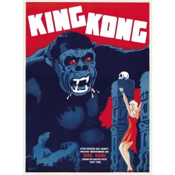 Affiche de cinéma vintage danoise de King Kong 1933 par l'artiste Boye