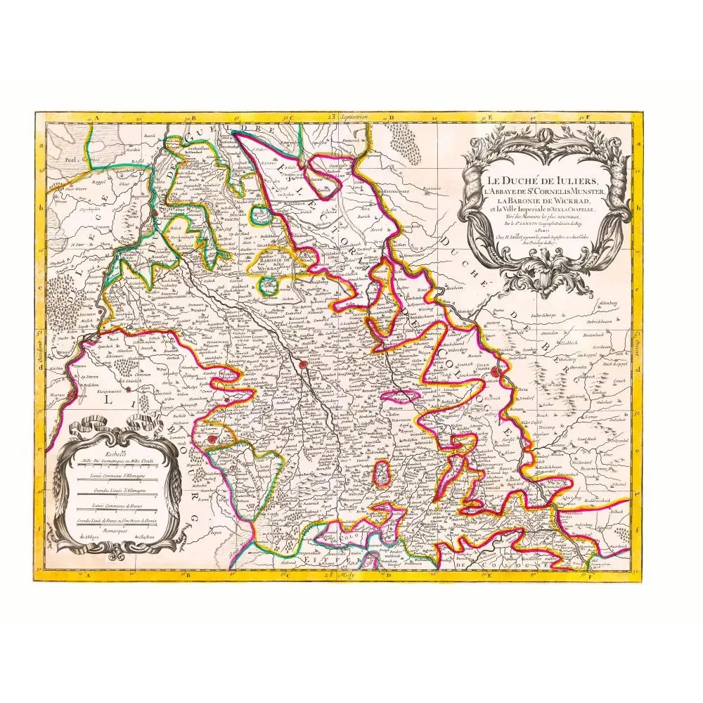 Carte géographique Duché Juliers Abbaye Cornelis Munster Baronie Wickrad Aix-la-Chapelle Jaillot Paris XVIIe Carte géographique Duché Juliers Abbaye Cornelis Munster Baronie Wickrad Aix-la-Chapelle Jaillot Paris XVIIe