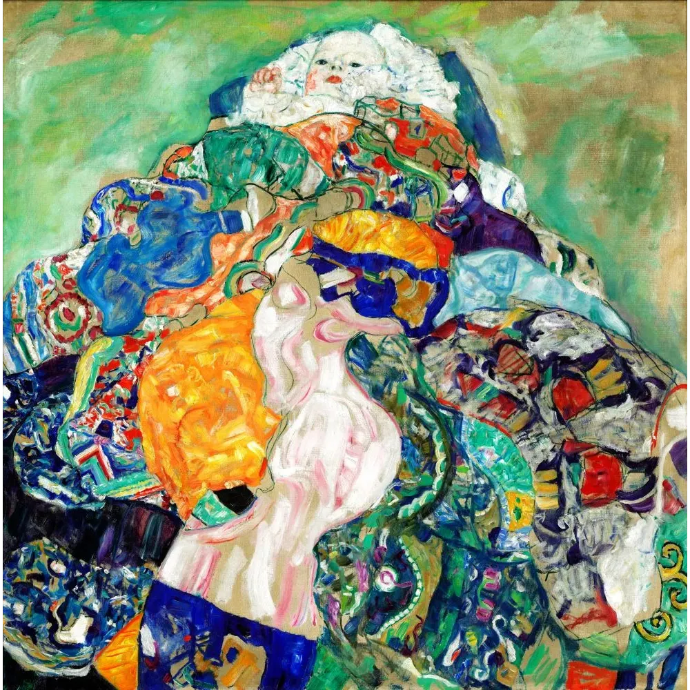 Tableau Baby Gustav Klimt 1917-1918 nourrisson cocons draperies colorées symbolisme viennois Sécession Tableau Baby Gustav Klimt 1917-1918 nourrisson cocons draperies colorées symbolisme viennois Sécession