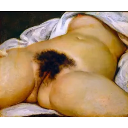 Tableau L'Origine du monde Gustave Courbet 1866 nu féminin réalisme draps blancs musée d'Orsay