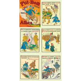 Planche album P'tit Bob chez nos Alliés H. Lanos Hachette fronts anglais belge écossais italien 1914-1918