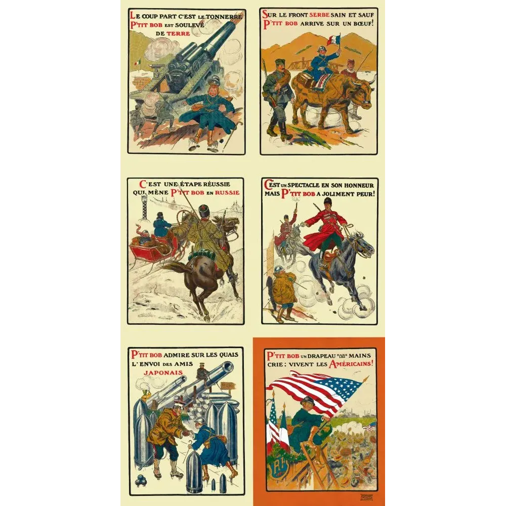Planches album P'tit Bob Alliés H. Lanos Hachette fronts russe serbe japonais américain drapeau étoilé 1914-1918