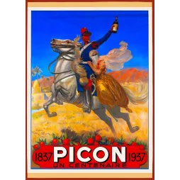 Affiche Picon centenaire 1837-1937 spahi cheval blanc paysage algérien d'après Georges Scott 1936
